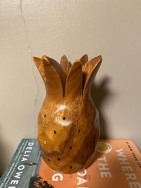 Vintage monkey pod wood pineapple tiki appetizer holder